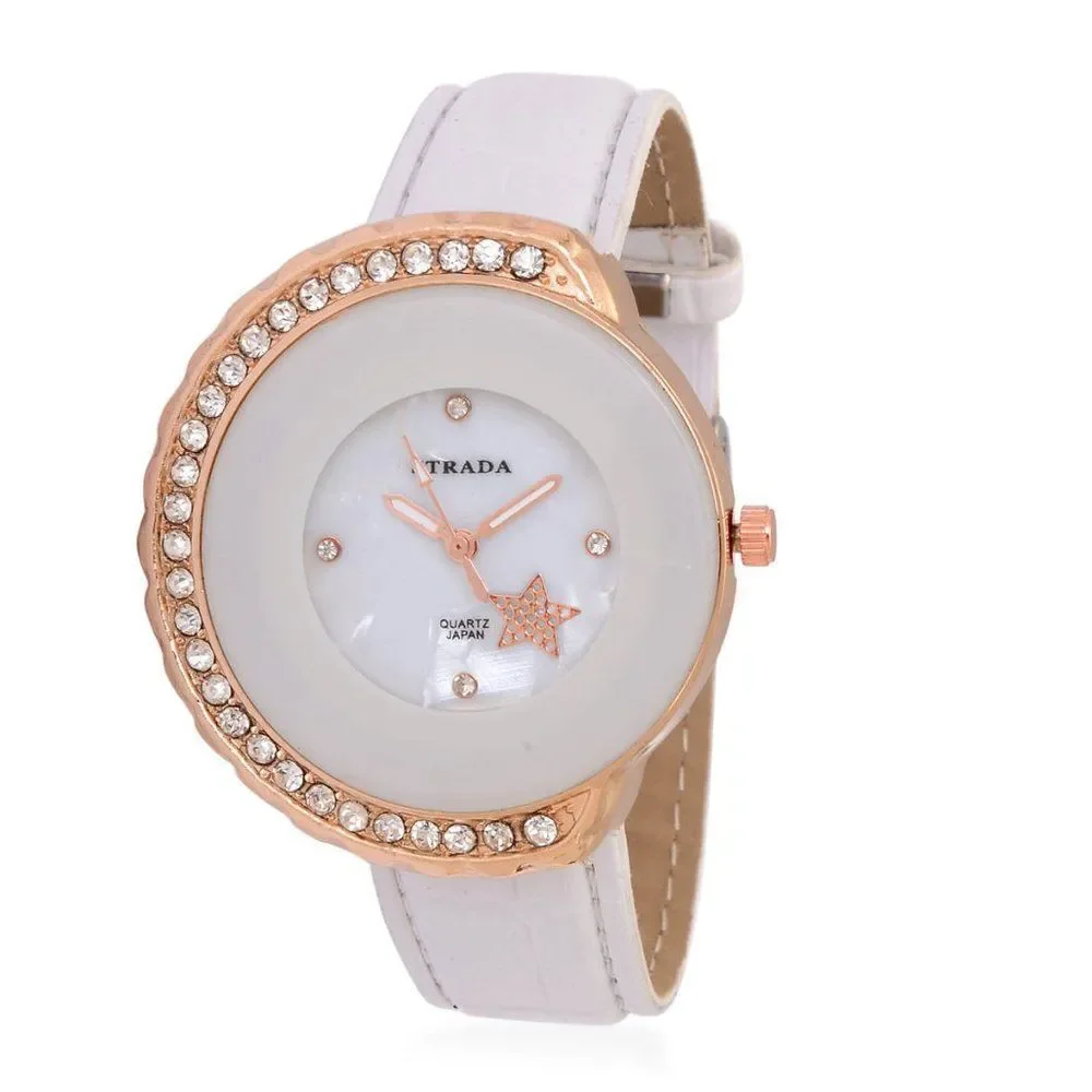 STRADA Watch Austrian Crystal White